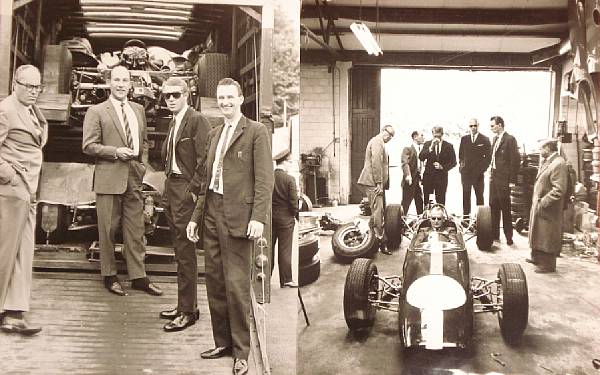 Appraisal: Two photographs of Steve McQueen Stirling Moss and Phil Kerr