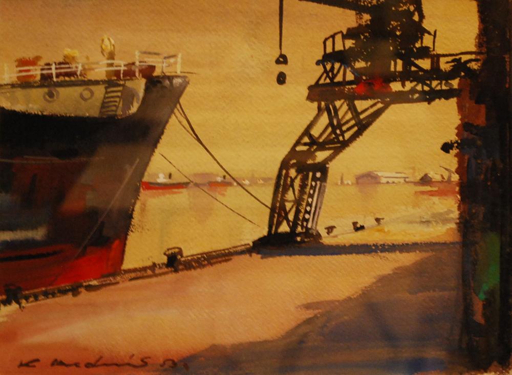 Appraisal: KARLIS MEDNIS HARBOUR SCENE WATERCOLOUR X CM KARLIS MEDNIS HARBOUR