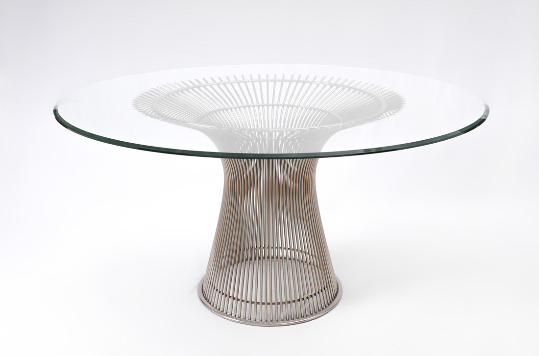 Appraisal: WARREN PLATNER FOR KNOLL DINING TABLE Bent nickel-plated steel rod