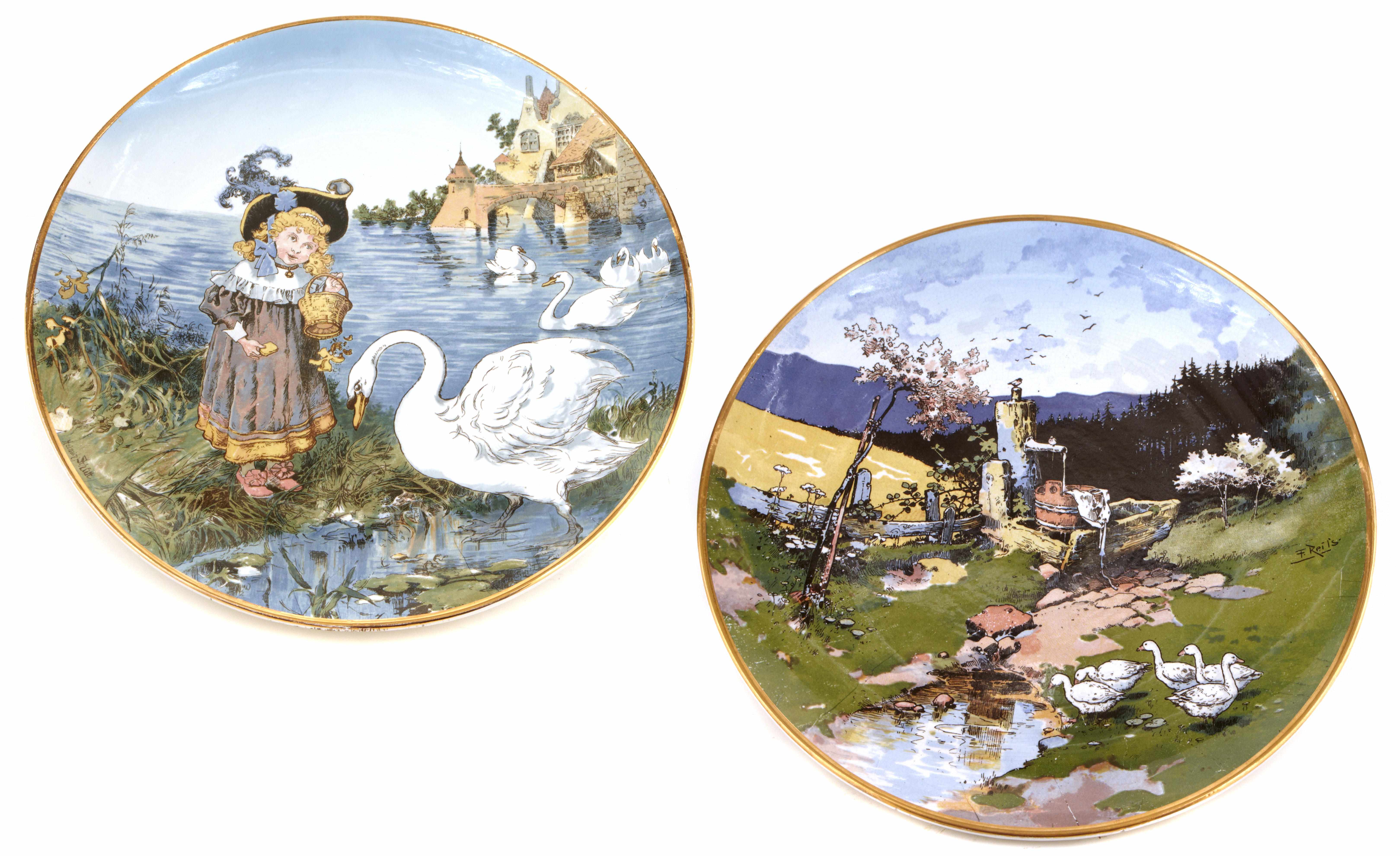 Appraisal: Two Villeroy Boch earthenware chargers One depicting a farm scene