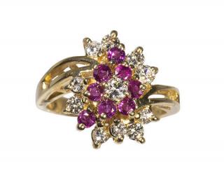 Appraisal: Ruby diamond and k yellow gold ring Ruby diamond and