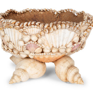 Appraisal: French Shell-Encrusted Footed Jardiniere TH CENTURY Height x diameter inches