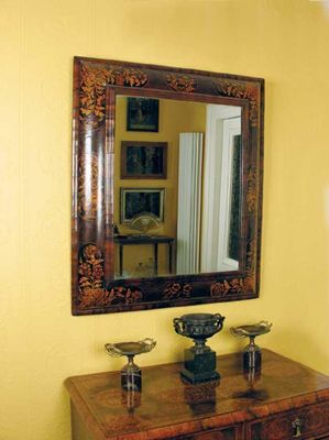 Appraisal: A William and Mary walnut and marquetry cushion frame wall