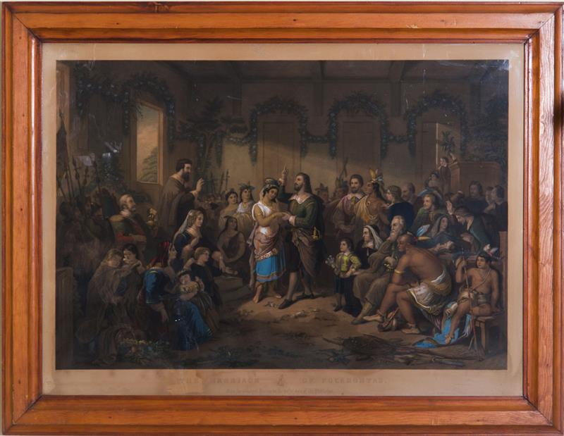 Appraisal: AFTER HENRY BRUECKNER - THE MARRIAGE OF POCAHONTAS Engraving with