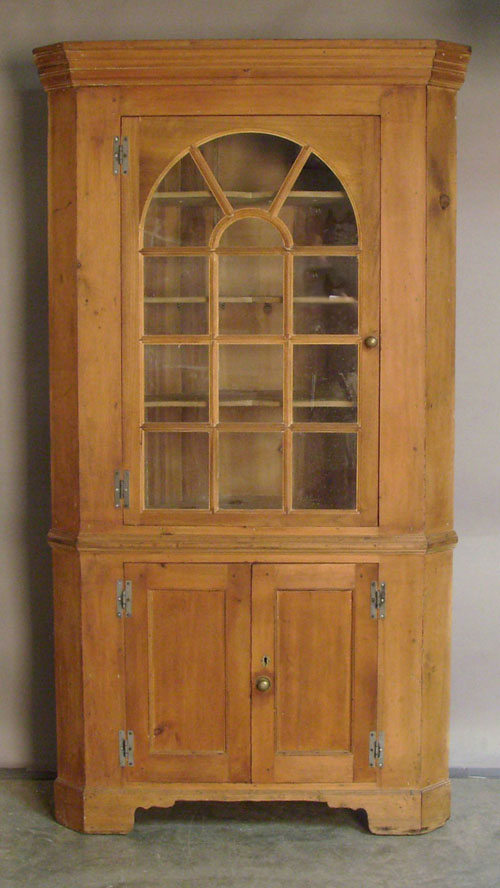 Appraisal: Pine -pc corner cupboard th c h w