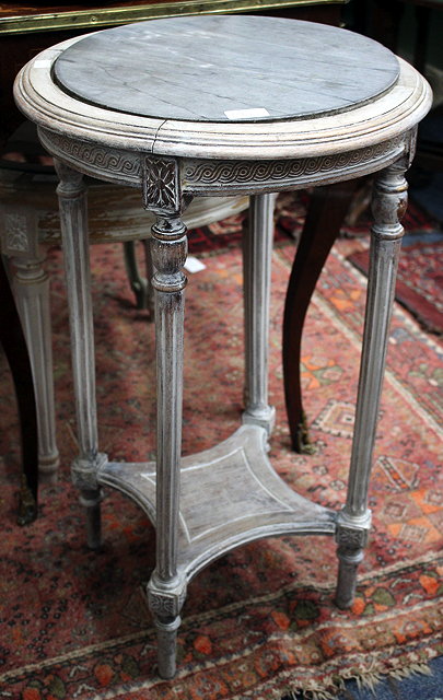 Appraisal: A LOUIS XVI STYLE PAINTED CIRCULAR BEECH WOOD OCCASIONAL TABLE