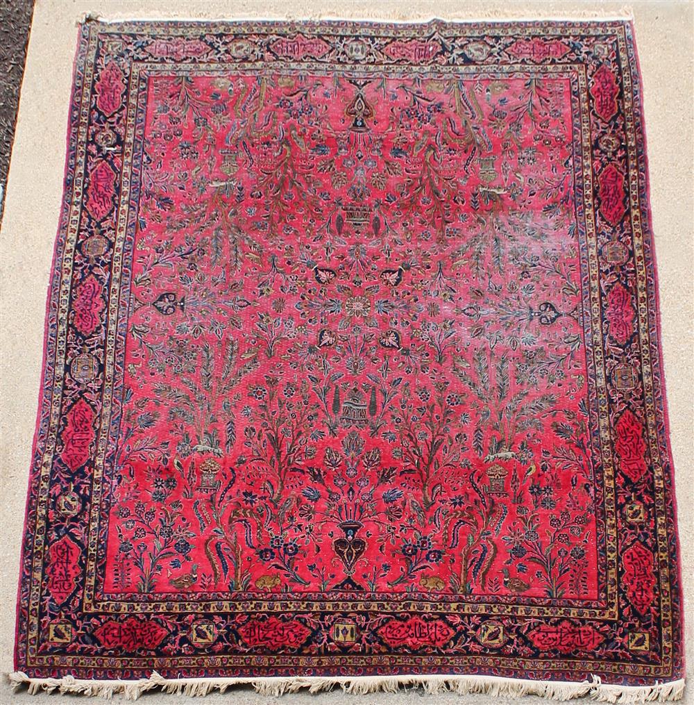 Appraisal: LARGE SAROUK WOOL RUG handsome rug with thick pile on