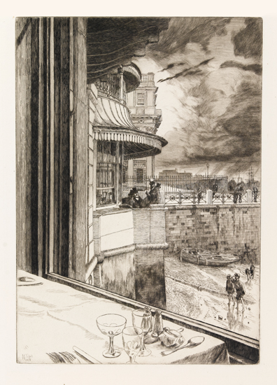 Appraisal: JAMES JACQUES TISSOT Trafalgar Tavern Etching and drypoint on cream