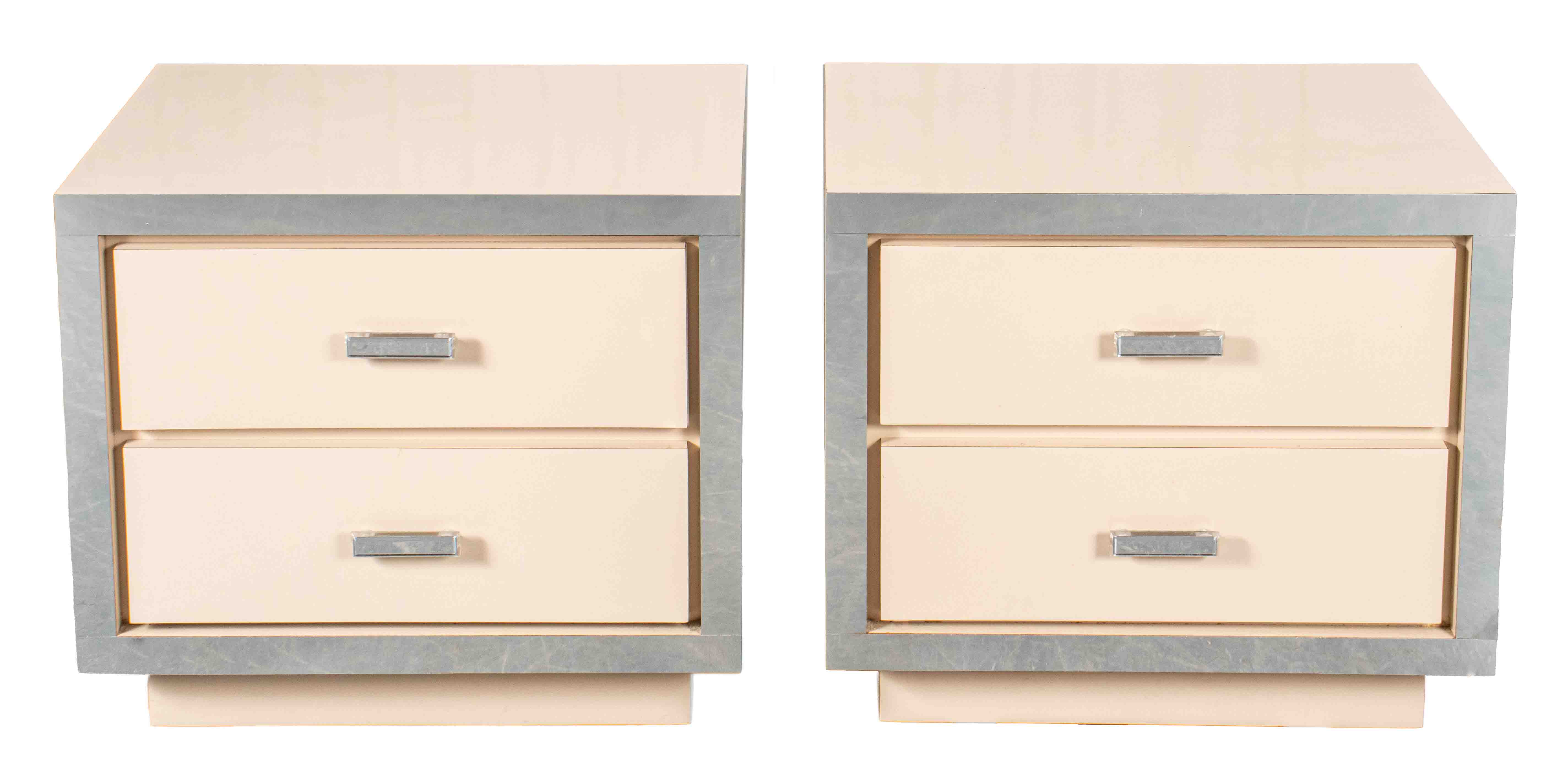 Appraisal: MODERN NIGHTSTAND COMMODES PR Modern pair of nightstand commodes with