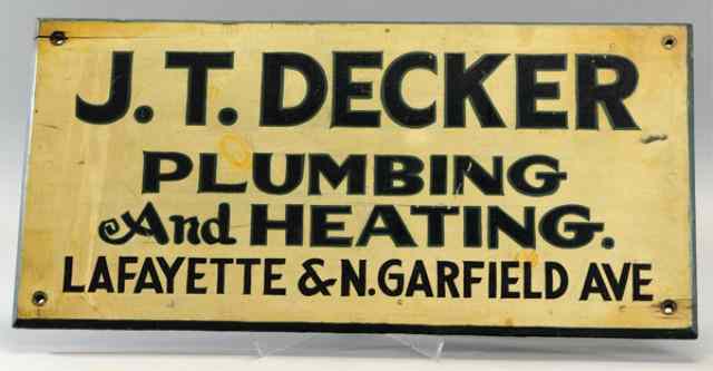 Appraisal: PLUMBING HEATING SIGN c wood contractor's sign painted in white