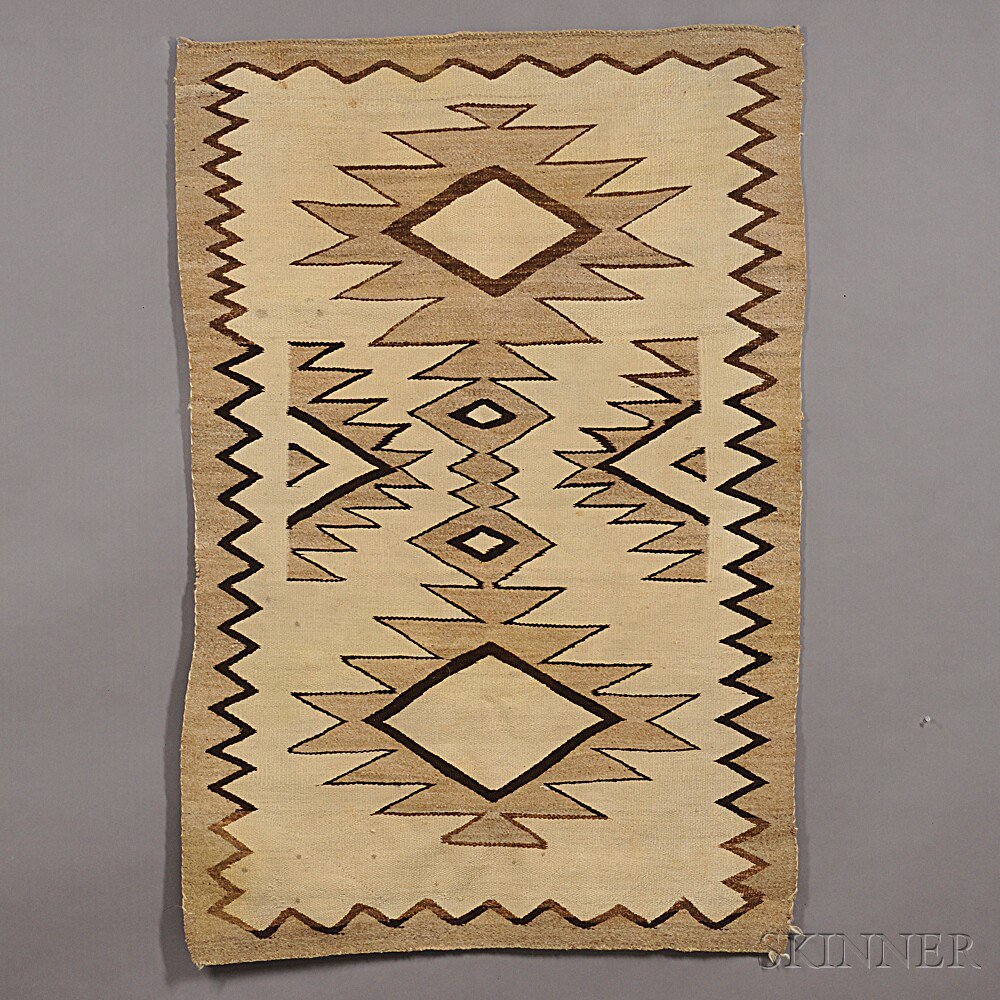 Appraisal: Navajo Weaving woven in natural color homespun wool with a