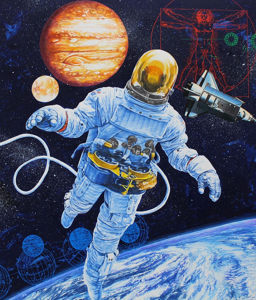 Appraisal: Chris Calle B Astronaut Floating in Orbit Chris Calle American