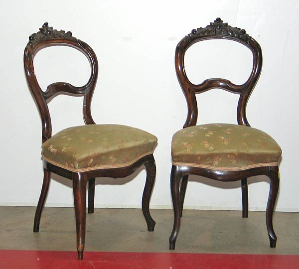 Appraisal: A set of six Rococo Revival mahogany side chairs together