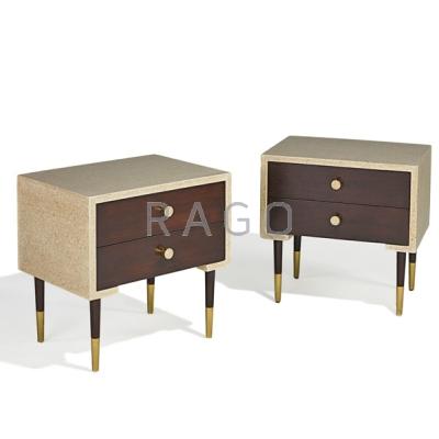 Appraisal: PAUL FRANKL JOHNSON FURNITURE CO Pair of two-drawer side tables