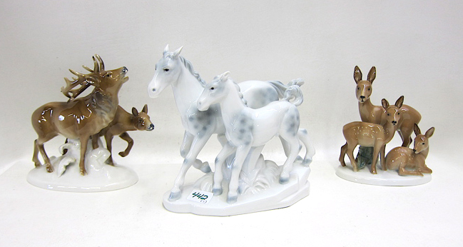 Appraisal: COLLECTOR'S GROUP OF GEROLD PORZELLAN FIGURALS Gerold Porzellan buck and