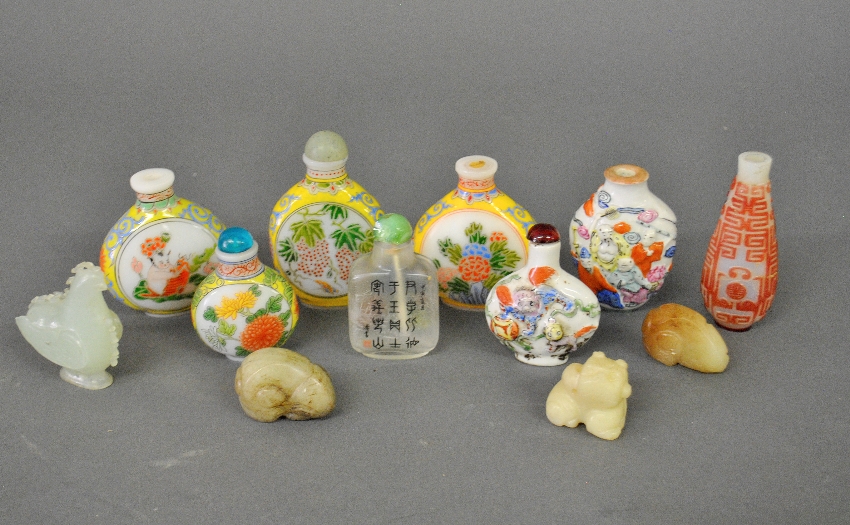 Appraisal: - Eight Chinese porcelain glass snuff bottles th th c