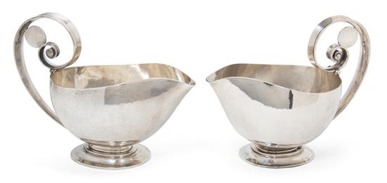 Appraisal: Sale Lot A Pair of Danish Silver Sauce Boats Johan