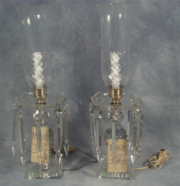 Appraisal: Pair of cut crystal table lamps with crystal shades h