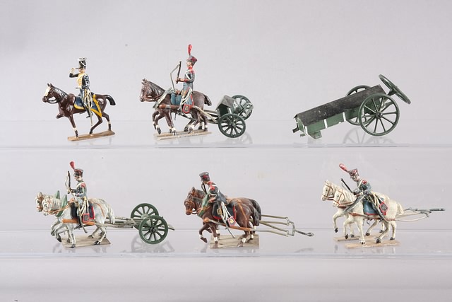 Appraisal: Lot of Mignot figures consisting of horse teams one munitions