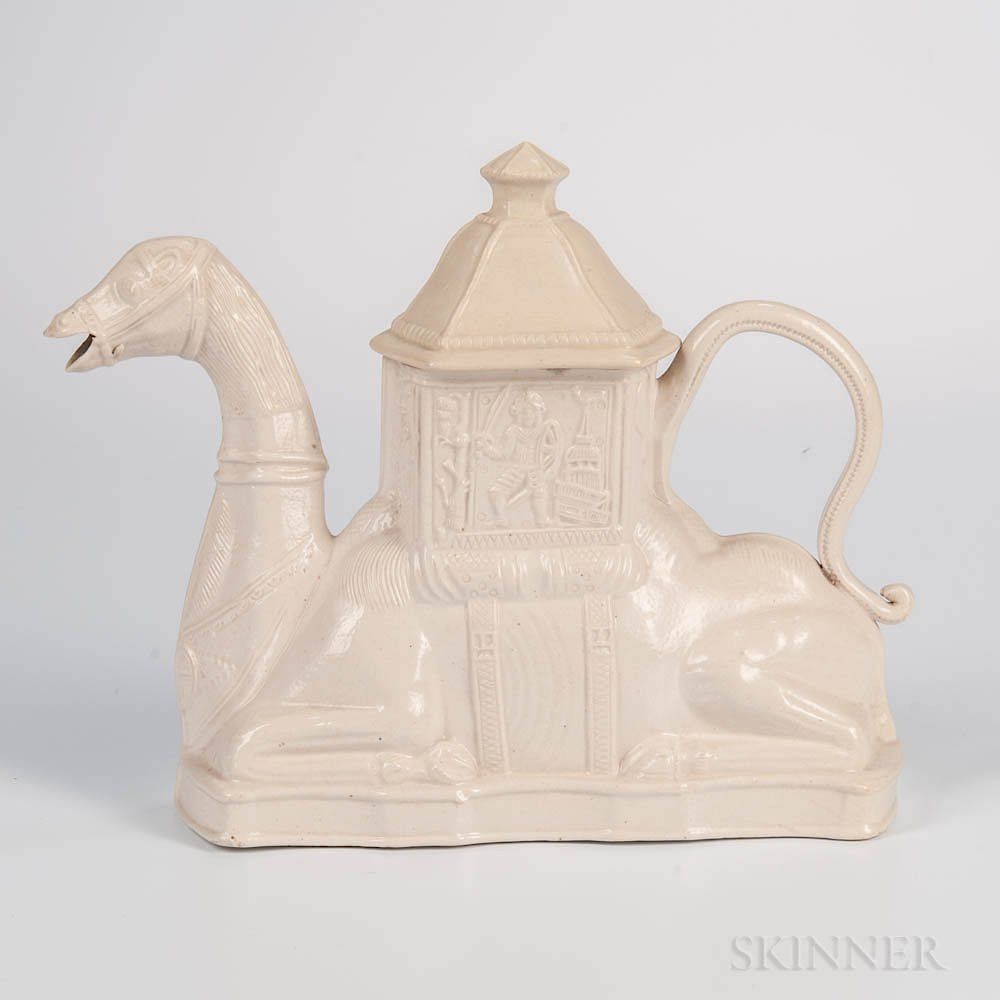 Appraisal: Staffordshire White Salt-glazed Stoneware Camel Teapot and Cover Staffordshire White