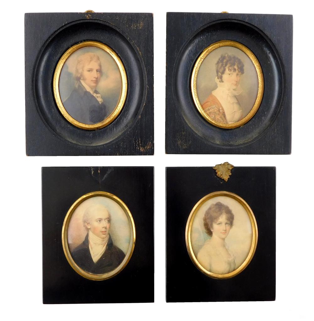 Appraisal: MINIATURES Four reproduction miniature paintings Mrs James Lowndes and Portrait