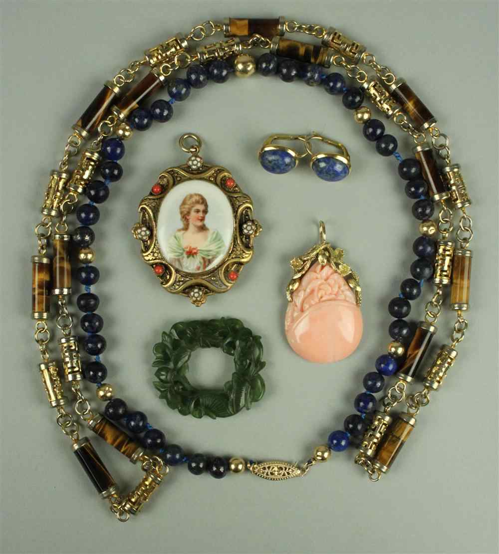 Appraisal: COLLECTION OF LADY'S JEWELRY including a pair of lapis ear