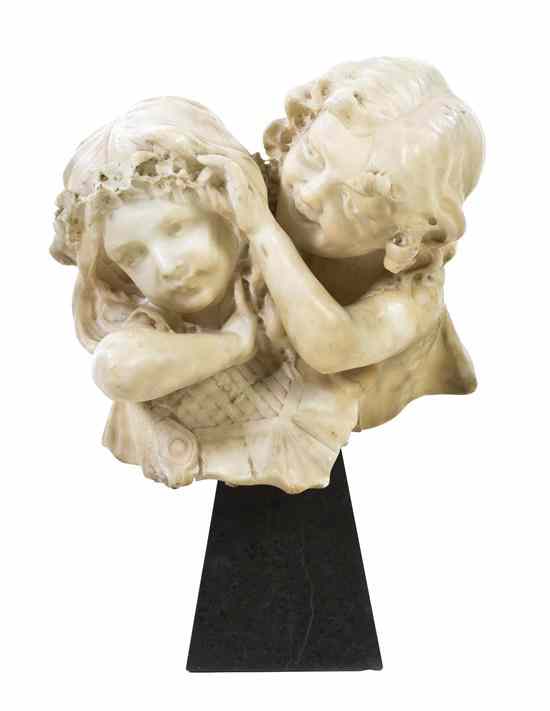 Appraisal: A Continental Marble Figural Group depicting two children Height inches