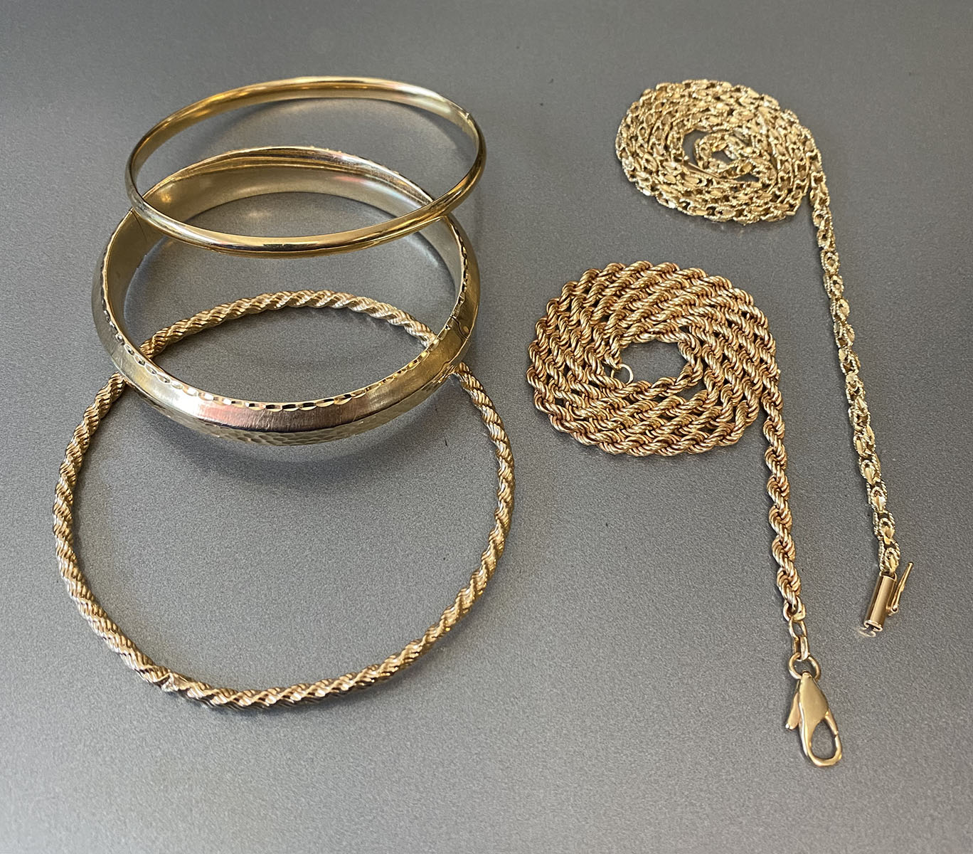 Appraisal: PC LOT OF K GOLD Pc Gold Bangles and ''