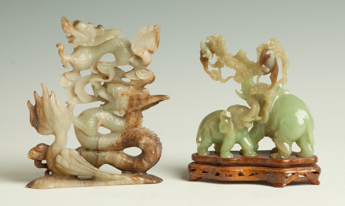 Appraisal: Two Chinese Carvings Chinese Russet Jade Carved Dragon Very good