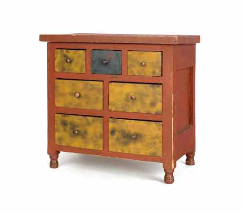 Appraisal: Pennsylvania painted pine spice chest th c retaining a smoke