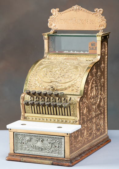 Appraisal: Antique brass National Cash Register Model with brass Amount of