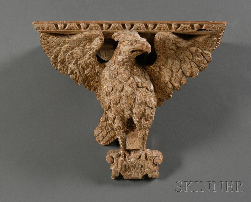 Appraisal: Carved Wood and Gilt Gesso Eagle Wall Bracket England th