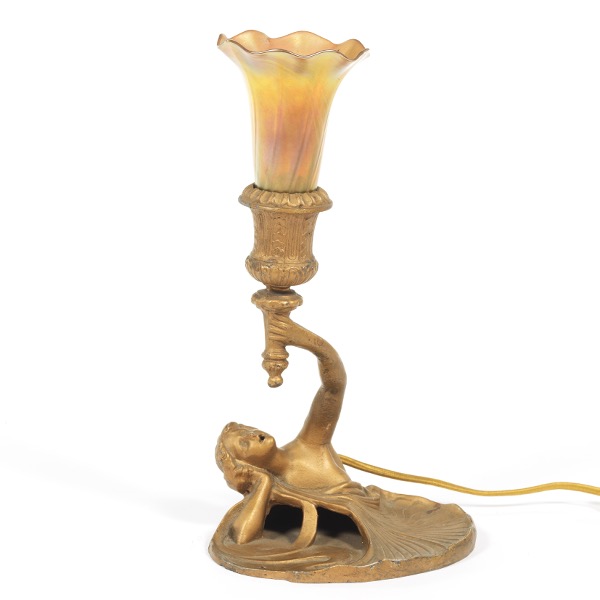 Appraisal: ART NOUVEAU FIGURAL DESK LAMP x x Cast metal lamp