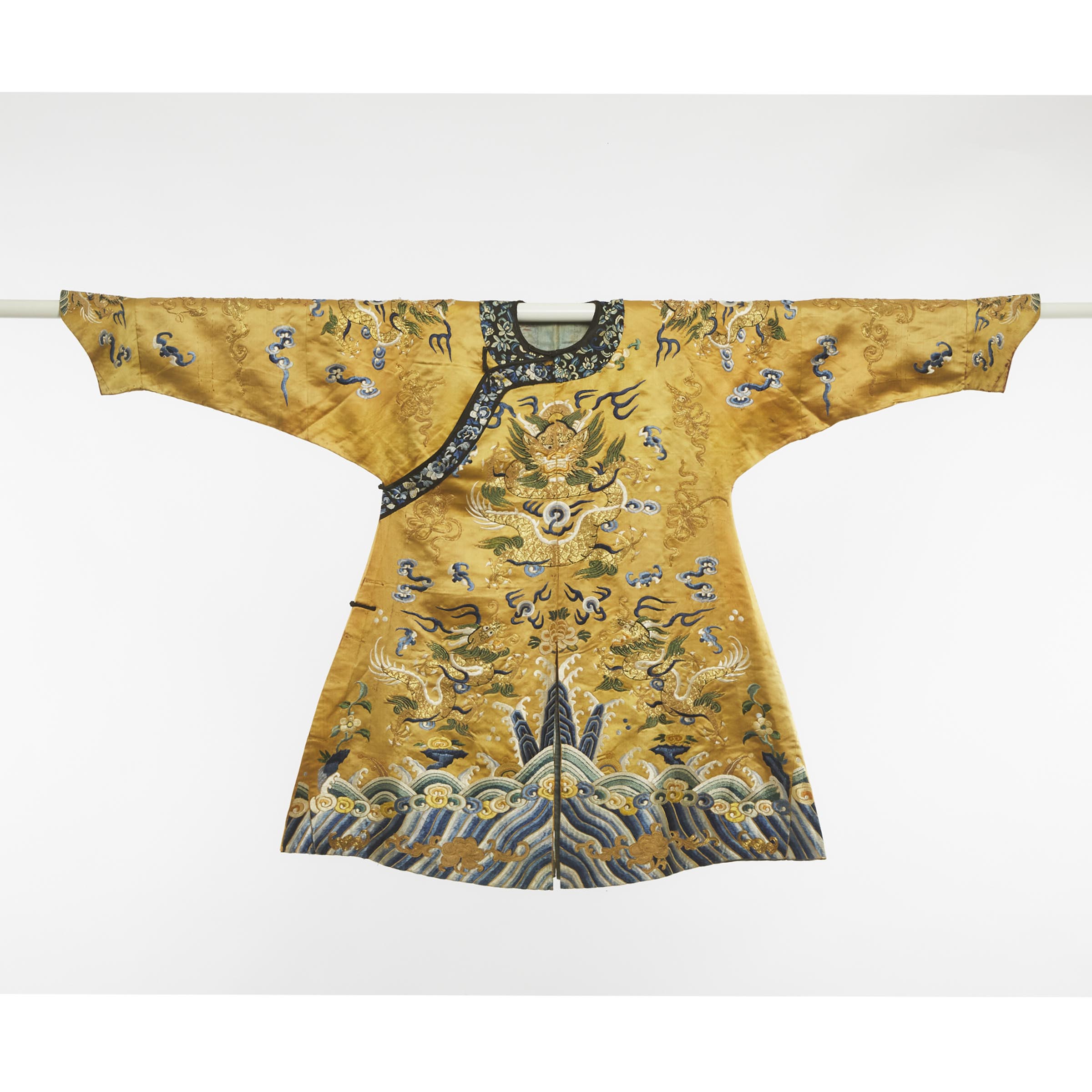 Appraisal: A Yellow-Ground Gold Thread Embroidered Lady's Dragon Robe th Century