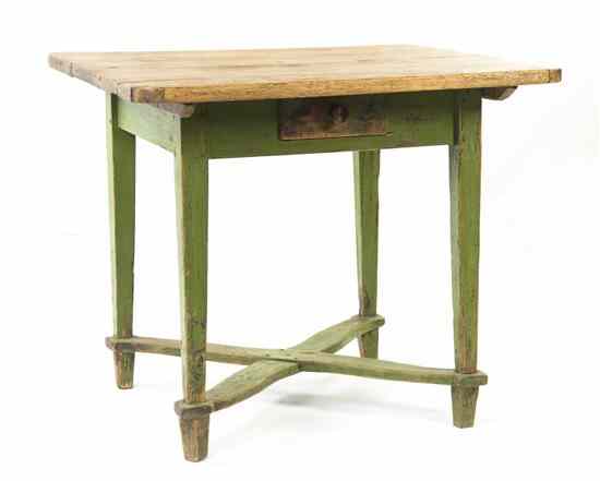 Appraisal: A Provincial Pine Painted Work Table having a rectangular top