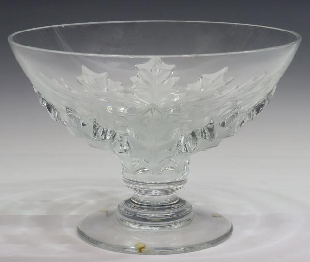 Appraisal: Lalique France Olonne crystal center bowl colorless glass bowl surrounded