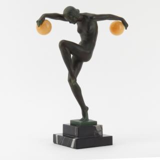 Appraisal: Art Deco Bronze Figure Danseuse Aux Boules On Stepped Marble