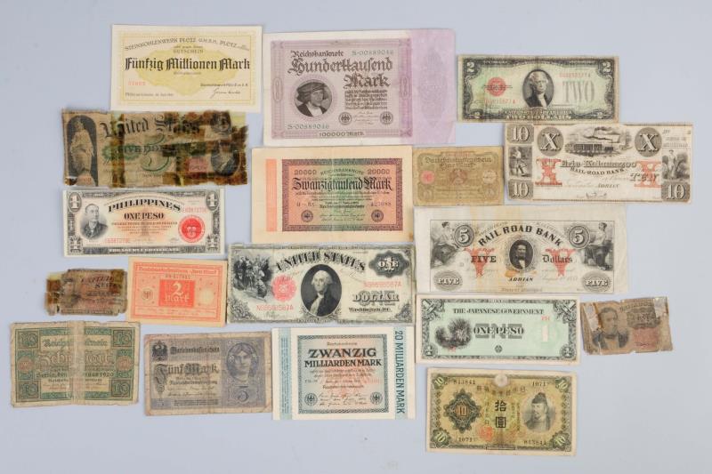 Appraisal: Lot Of Paper Currency - USA Foreign Two pieces fractional