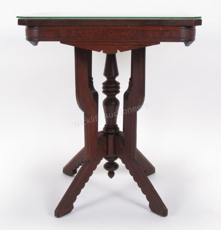 Appraisal: A late Victorian side table mahogany with burl veneer stains