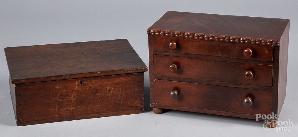 Appraisal: Two mahogany dresser boxes th c Two mahogany dresser boxes