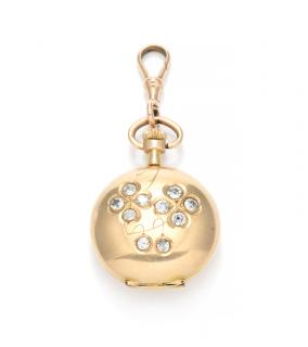 Appraisal: A LADIES DIAMOND AND GOLD POCKET WATCH A LADIES DIAMOND