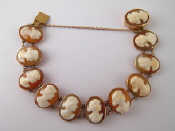 Appraisal: A yellow metal tests carat gold cameo bracelet approx cm