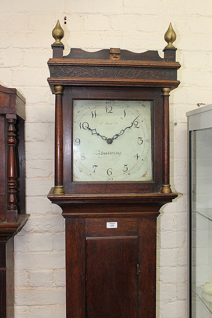 Appraisal: AN OAK THIRTY HOUR LONGCASE CLOCK the twelve inch square