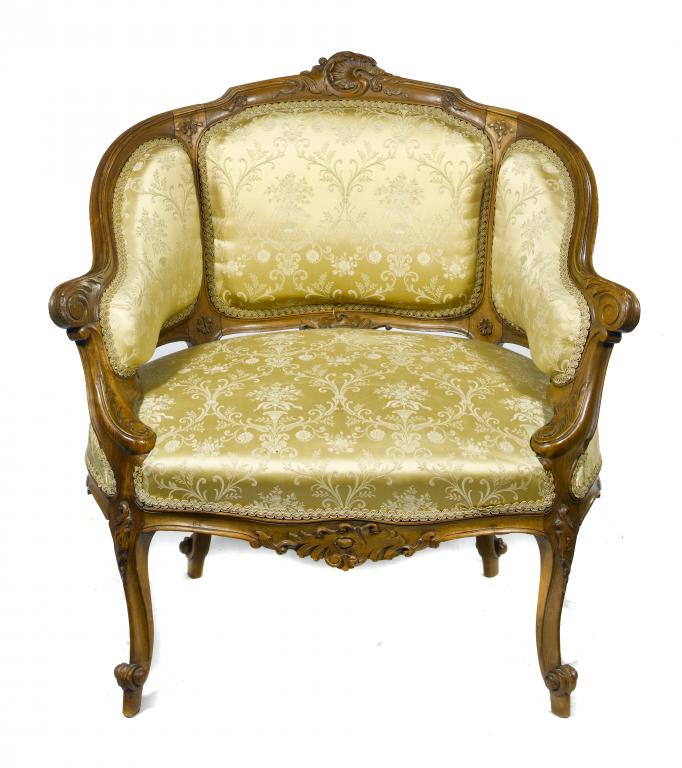 Appraisal: A FRENCH CARVED BEECH ARMCHAIR in Louis XV style the