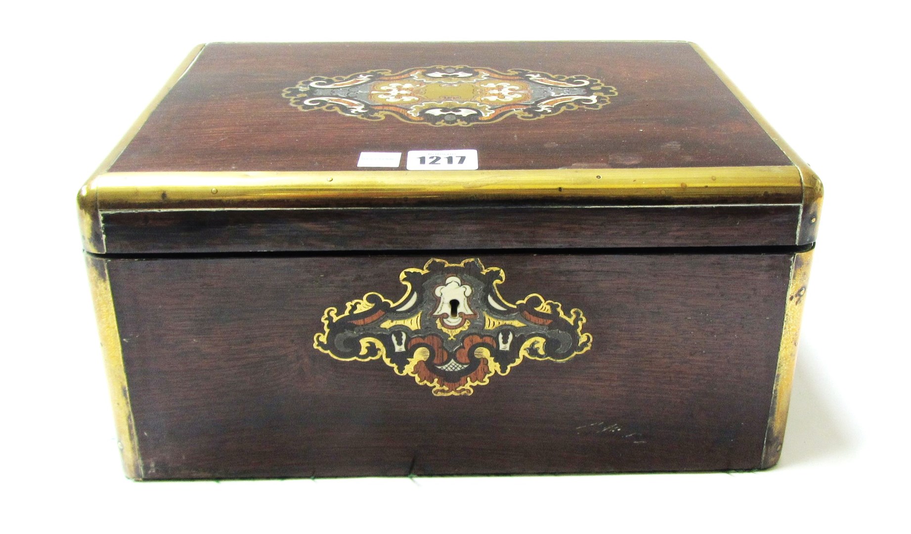 Appraisal: A Victorian boulle marquetry work box with fitted interior cm