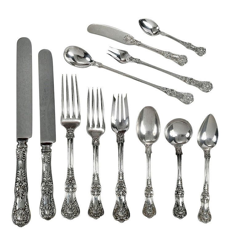 Appraisal: Tiffany Sterling Flatware Pieces American th century English King pattern