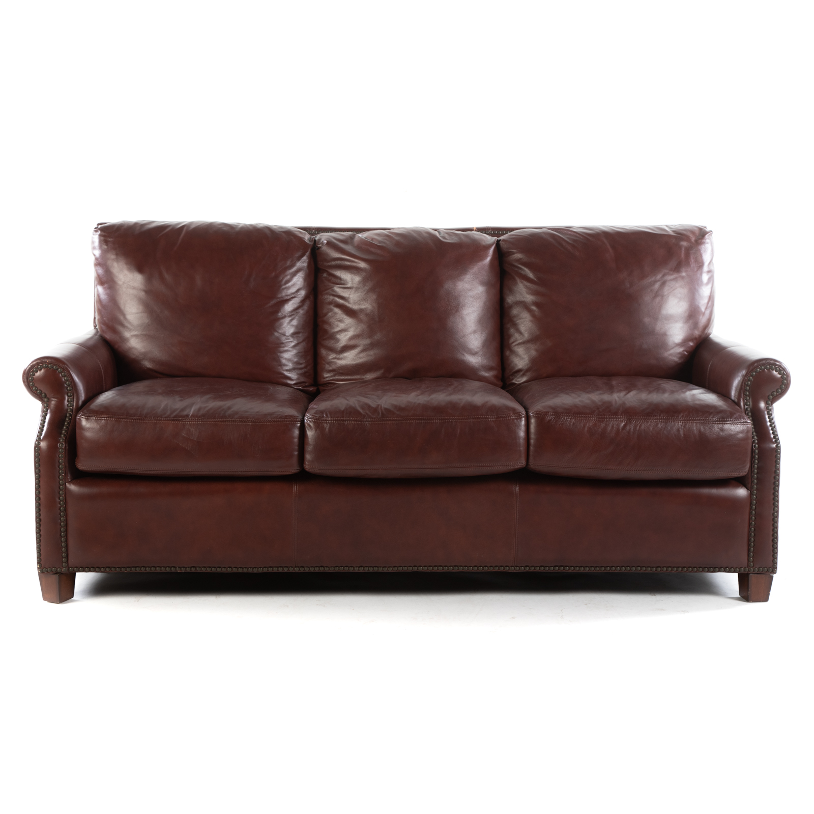 Appraisal: CLASSICAL STYLE THREE-CUSHION LEATHER SOFA By Palatial Furniture leather with