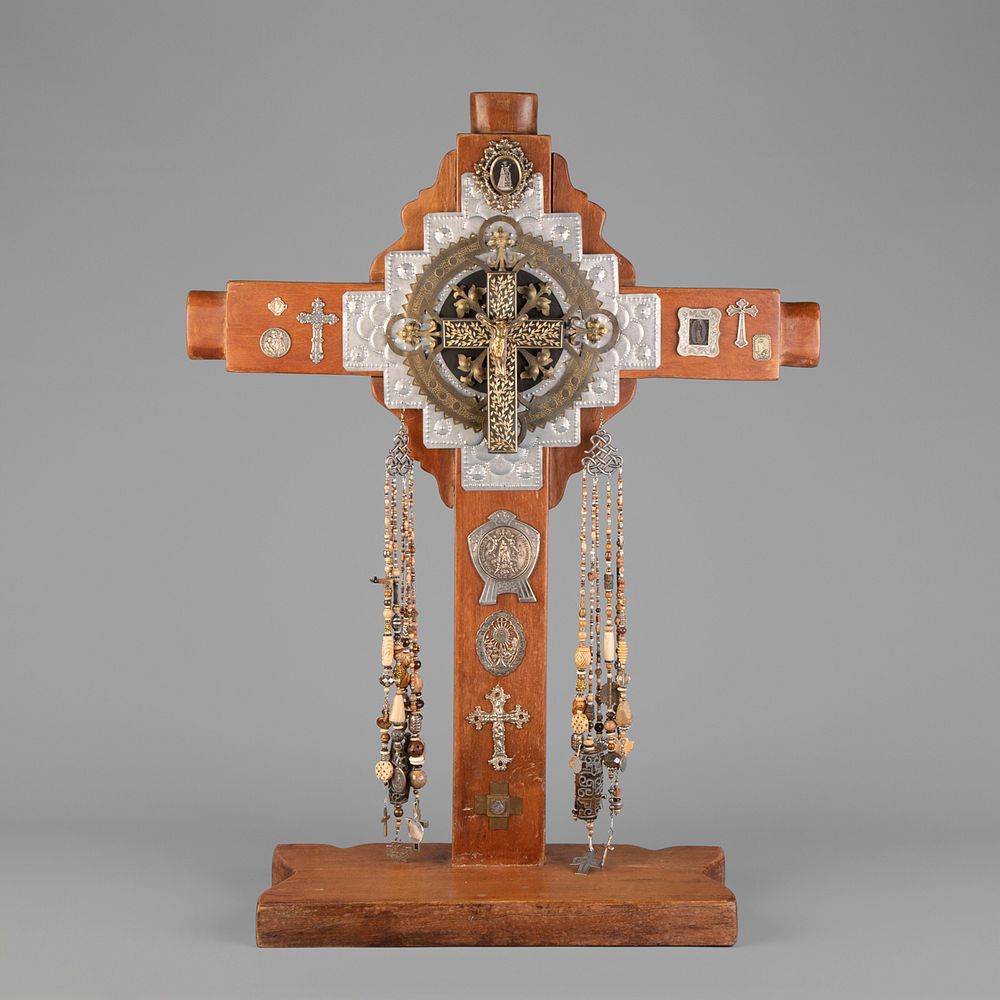 Appraisal: New Mexico Nance Lopez Assemblage Cross Altarpiece New Mexico Assemblage