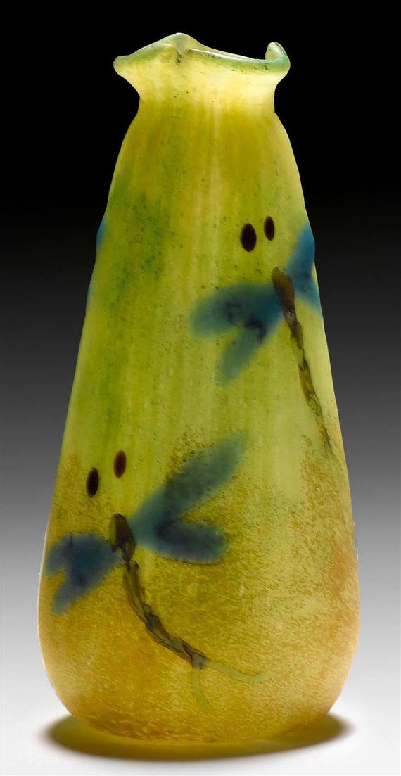 Appraisal: SCHNEIDER VASE BIJOUX Polychrome glass paste H cm Literature Marie-Christine