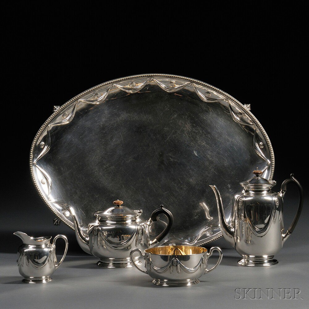 Appraisal: Five-piece Victorian Silver Tea and Coffee Service London - tray